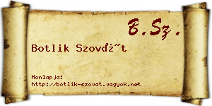 Botlik Szovát névjegykártya